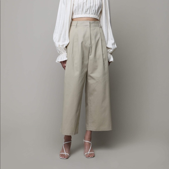 Wide Leg Beige Pants from OAK+FORT - Picture 1 of 9